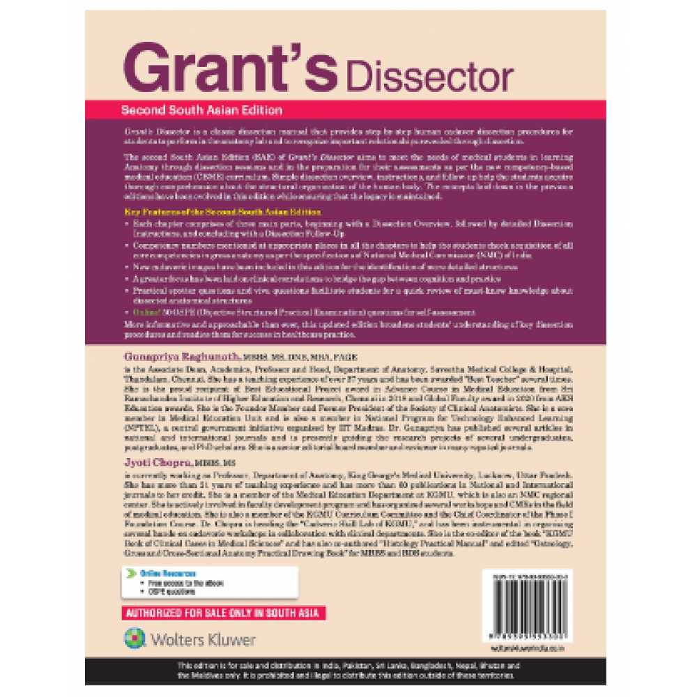 Grant’s Dissector;2nd (South Asia Edition) 2022 By Gunapriya Raghunath & Jyoti Chopra