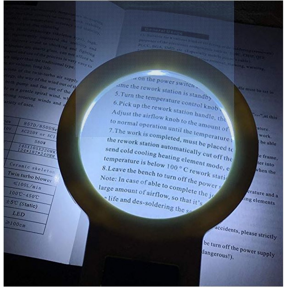 Handheld LED Magnifier Lens - Magnifying Glass with Built in LED Lights