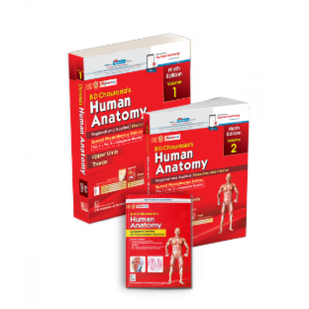 Combo Set of BD Chaurasia's Human Anatomy 9/e (Vol 1 + Vol 2 + Companion Booklet ) Special Physiotherapy 2023 Edition by Krishna Garg