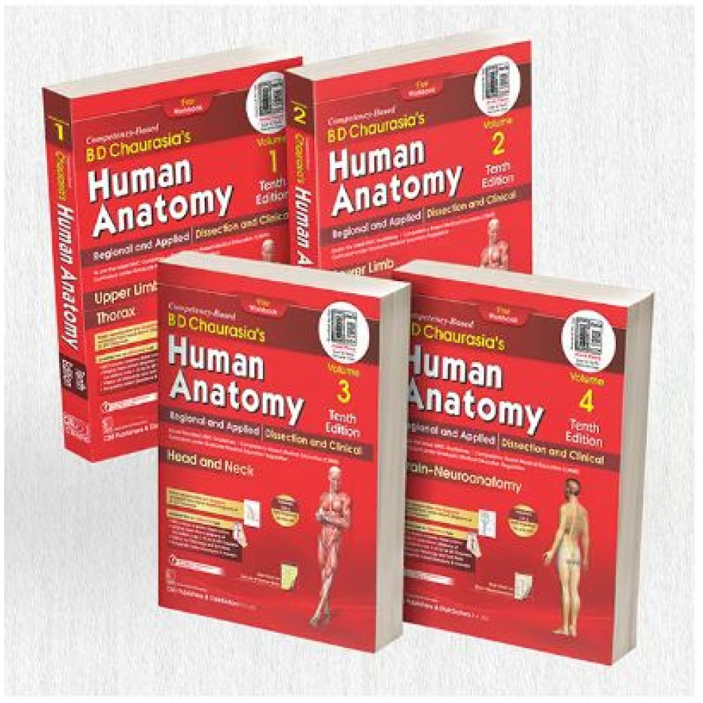 BD Chaurasia Human Anatomy(4 Vol Set) free workbooks and BDC’s Human Anatomy e-books; 10th Edition 2024 